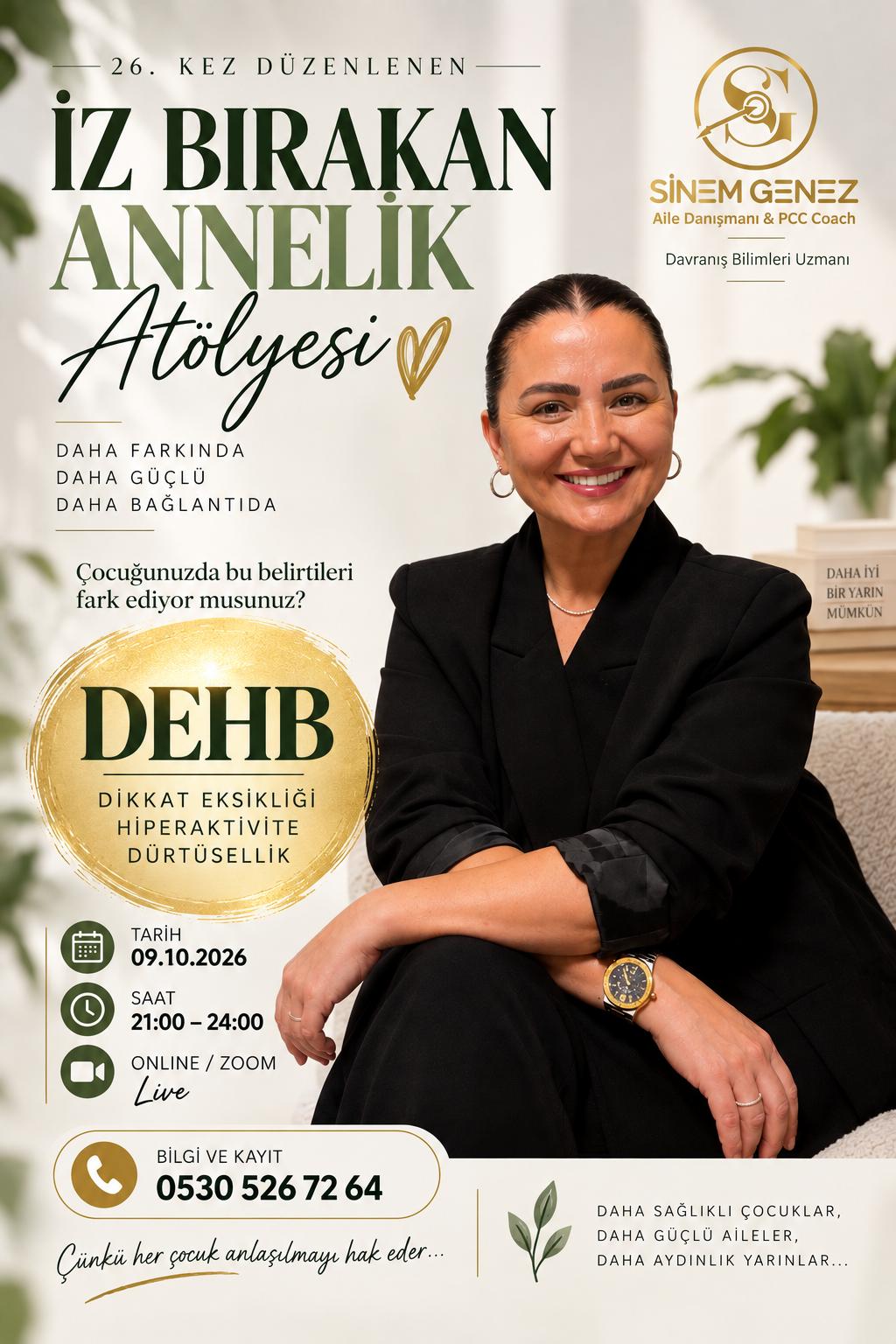 26. İz Bırakan Annelik Atölyesi afişi: 9 Ekim 2026, 21:00-24:00, online (Zoom)